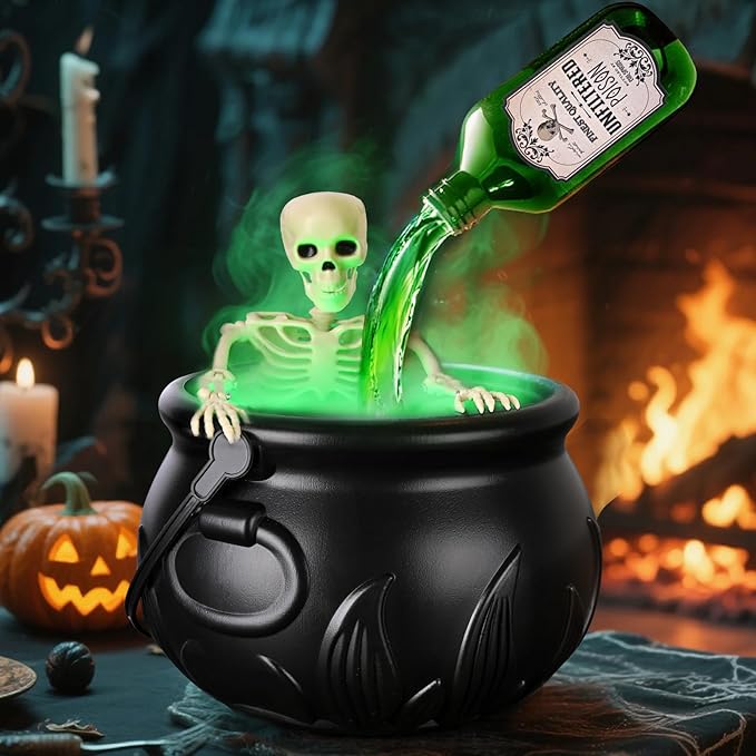 🪄 Glimsea™ Cauldron Halloween Decor with Magic Floating Potion Bottles and Diffuser