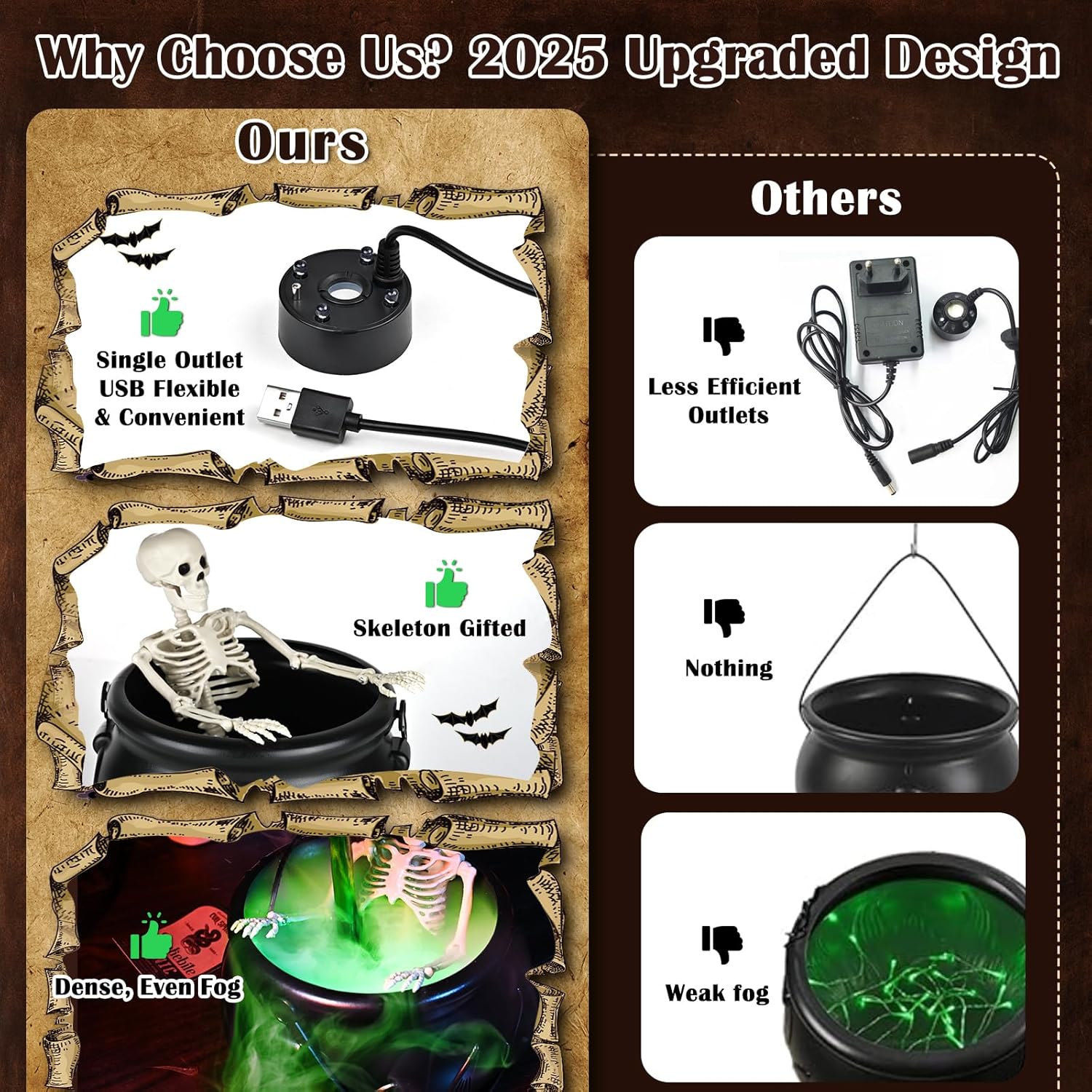 🪄 Glimsea™ Cauldron Halloween Decor with Magic Floating Potion Bottles and Diffuser